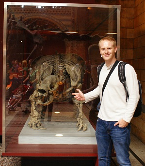 Sam at the Natural History Museum in London
